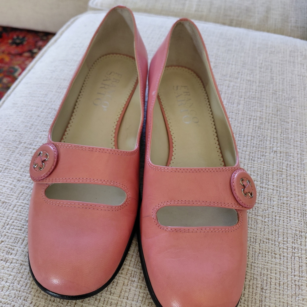 Franco Sarto Pink Leather Mary Jane Flats